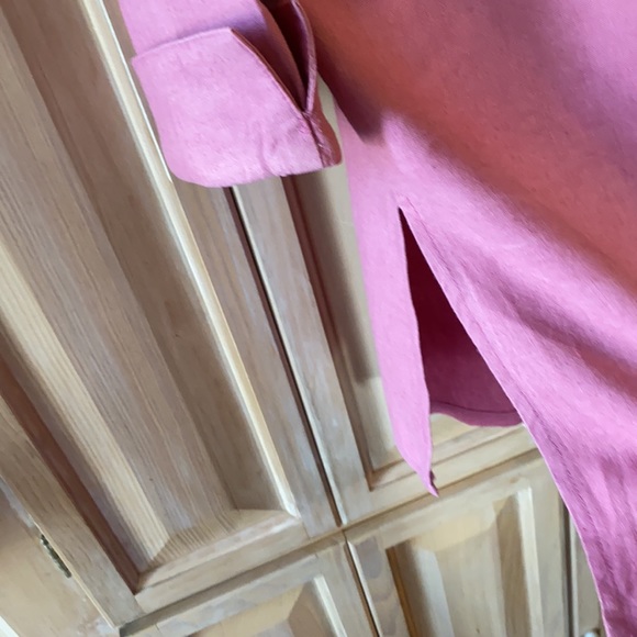 Pink linen rayon button down shirt French cuffs - Picture 5 of 7